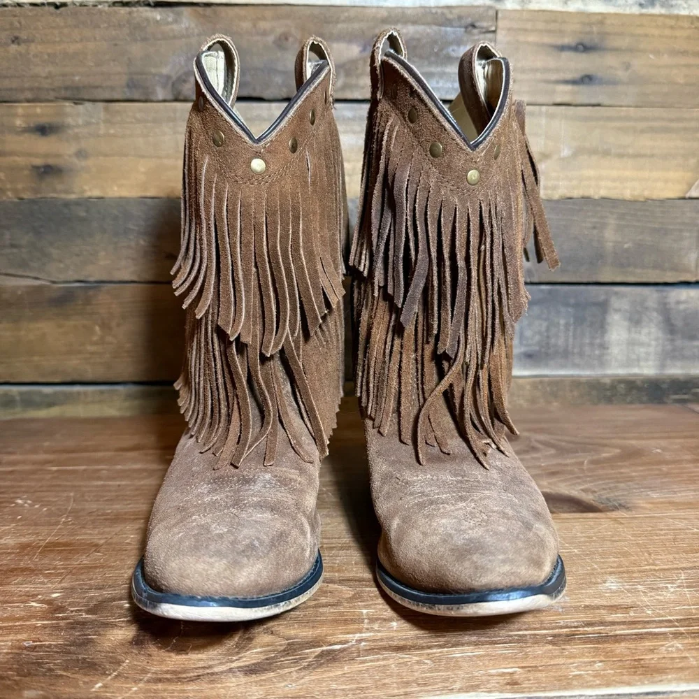 Shyanne Girls'‎ Double-Fringe Western Boot Snip Toe - 43514C Girls size 3